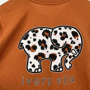 Ivory Ella Long Sleeve T-Shirt Orange XS 100% Cotton Graphic Elephant Top
